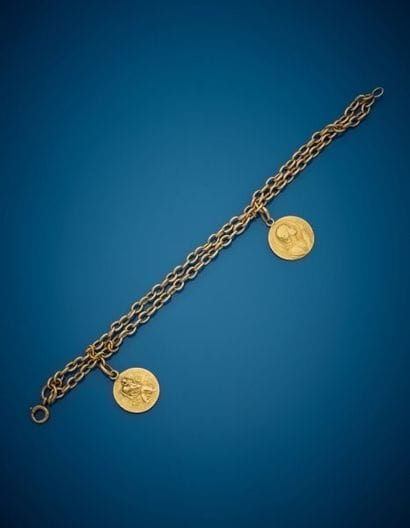 Bracelet in 18K yellow gold 750‰, double,...