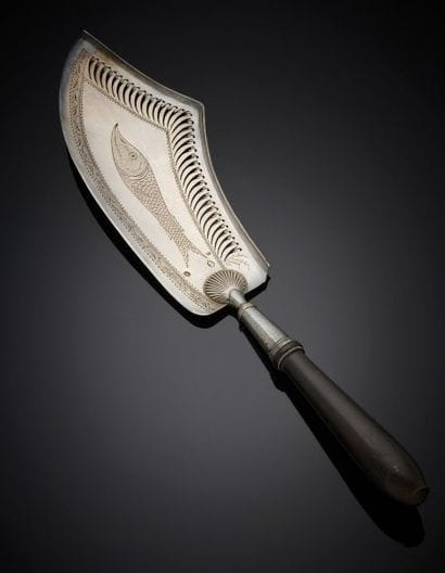 Fish shovel in 1st grade 950‰ silver, the...