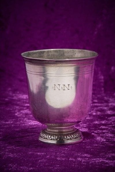 Timbale in 1er titre 950‰ silver, plain body,...