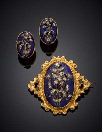 Set in 18K yellow gold 750‰ and silver 2nd...