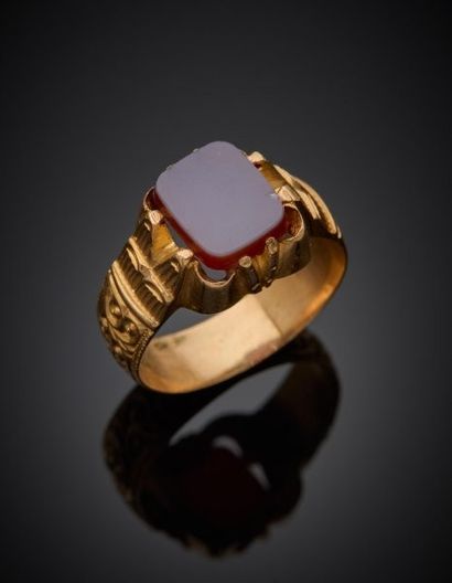 Chevalière ring in 18K yellow gold 750‰,...
