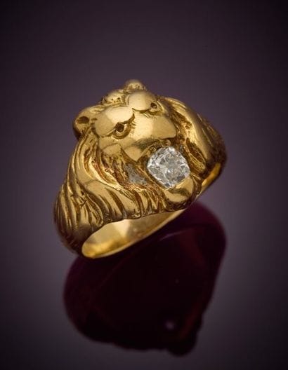 Chevalière in 18K yellow gold 750‰ , in the...