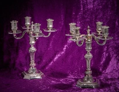 Christofle
Pair of silver-plated candlesticks,...