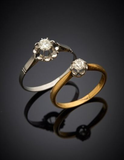 Lot comprising:
Ring in two-tone 18K gold...