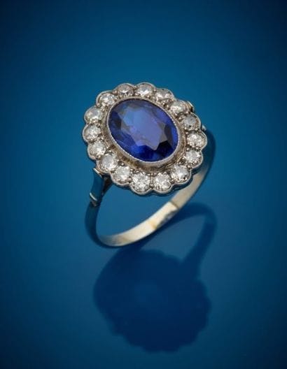 Ring in 18K white gold 750‰, set with an...