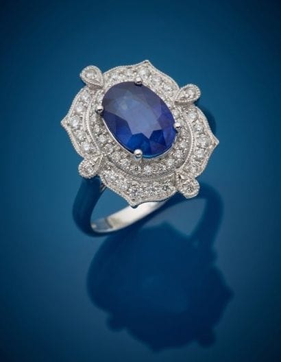 Ring in 18K white gold 750‰, set with an...