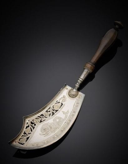 Fish shovel in 1st grade 950‰ silver, the...