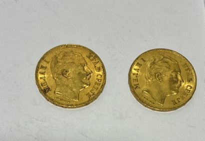 TWO PIECES 20 Dinars Serbian 1882 Milan IV...