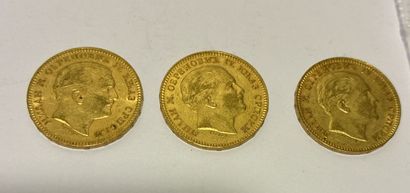 THREE PIECES 20 Serbian gold dinars Milan...