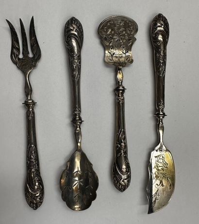 HORS D'ŒUVRE SET (4 pieces) in silver-plated...