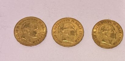 THREE PIECES 20 Serbian gold dinars Milan...