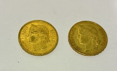 TWO PIECES 20 Francs Suisse or 1886 et 1892
...