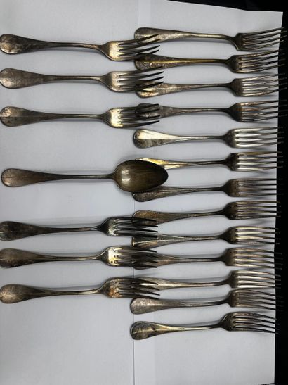 Silver-plated lot including: fifteen spoons,...
