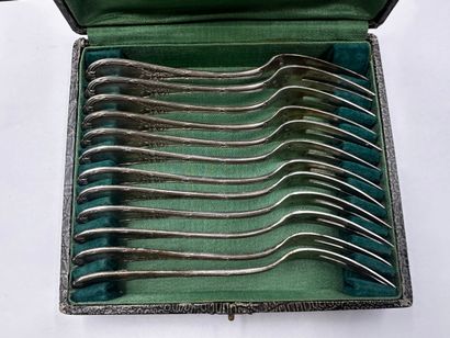 TWELVE CRUSTACEAN FORKS in silver-plated...