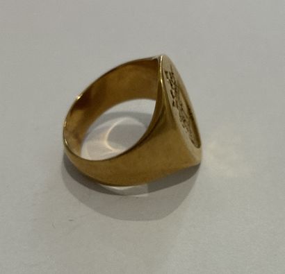 Oval-shaped CHEVALIERE in 18K ( 750 thousandths)...