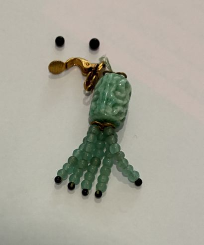 Gilded metal clip pendant, pearl chite and...