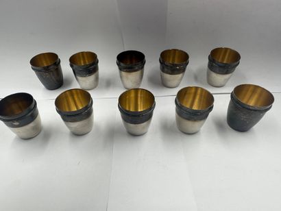 TEN LIQUEUR GOBELETS in silver ( 925 thousandths)...