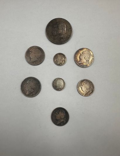 LOUIS XVIII

Lot of silver coins including...