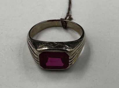RING in 14K ( 585 thousandths) white gold...