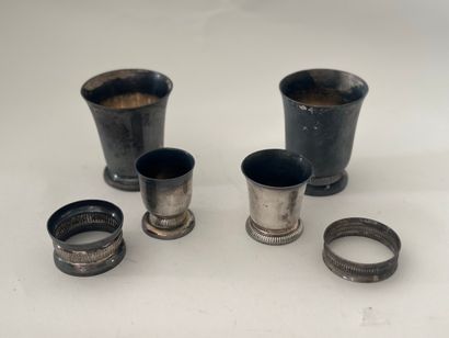 Lot in silver plated metal with gadroons...