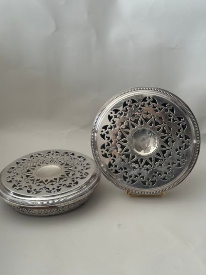CHRISTOFLE 
TWO SILVER-METAL CHAUFFES-PL...