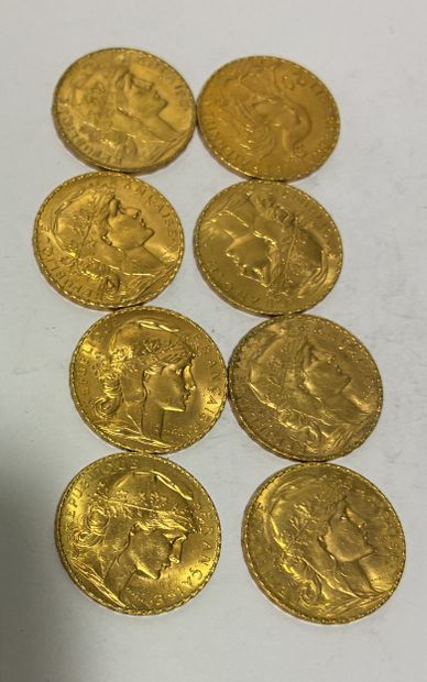 8 20-Franc Gold Coins from Various Years
Gross...