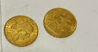 2-Piece Set: 20-franc gold coins featuring...