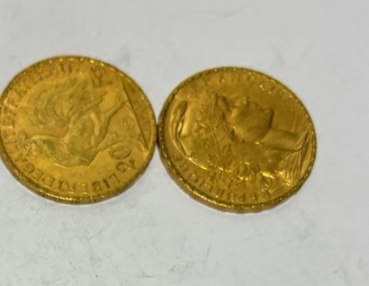 2-Piece Set: 20-franc gold coins featuring...