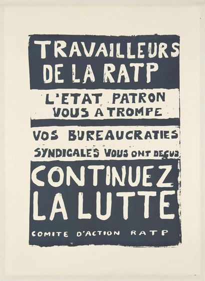 RATP Workers May '68 Very Rare 1 Poster Unmounted...