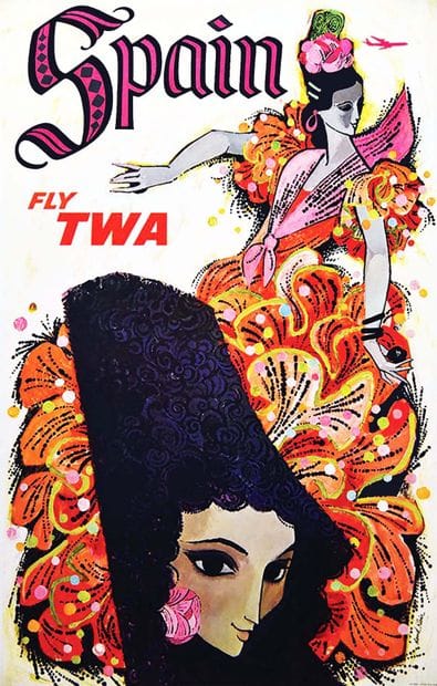 KLEIN DAVID
Spain Fly TWA Litho in USA Affiche...