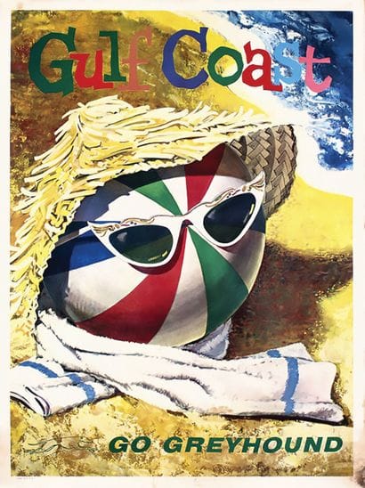 Gulf Coast Go Greyhound (Florida) Canvas-mounted...