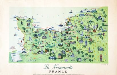 HETREAU R.
Map of Normandy Featuring the...