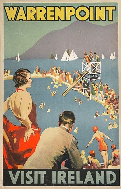 Warrenpoint Visit Ireland Rare Poster mounted...