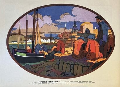 Port Breton Linen-mounted poster / Vintage...