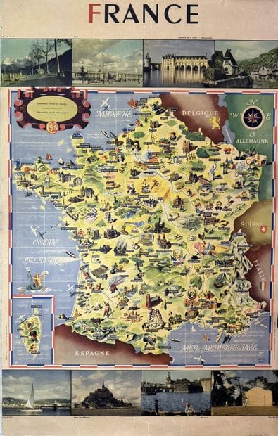 SNCF Map of France by Yves Alexandre Canvas-mounted...