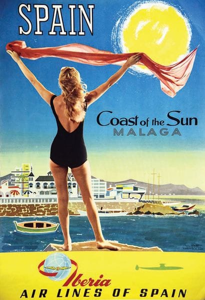 Malaga Coast of the Sun, Spain Iberia Airlines...