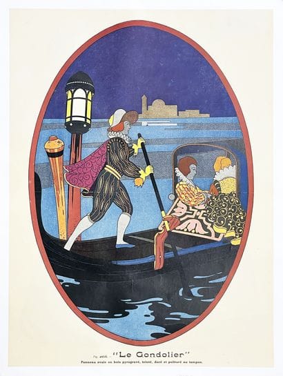 The Gondolier in Venice Poster mounted on...