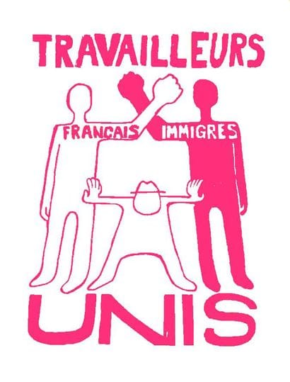 French Immigrant Workers United in Neon Orange—Rare...