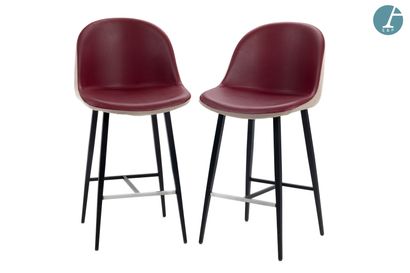 Lot de deux chaises hautes de bar, assise...