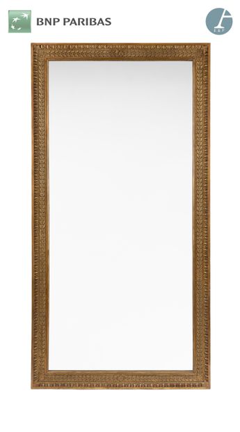 Mirror, the frame in molded wood, carved...