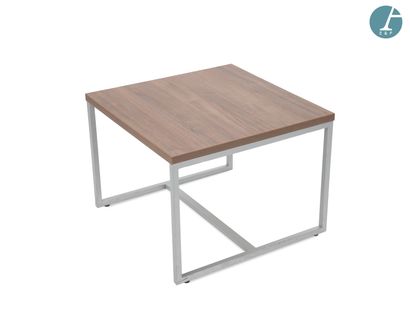 Coffee table, gray painted metal and imitation...