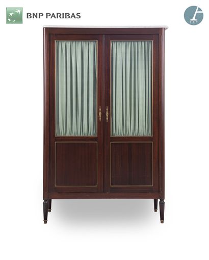 Bookcase in natural wood and mahogany veneer,...