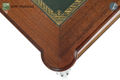 Mahogany flat desk opening to five drawers...