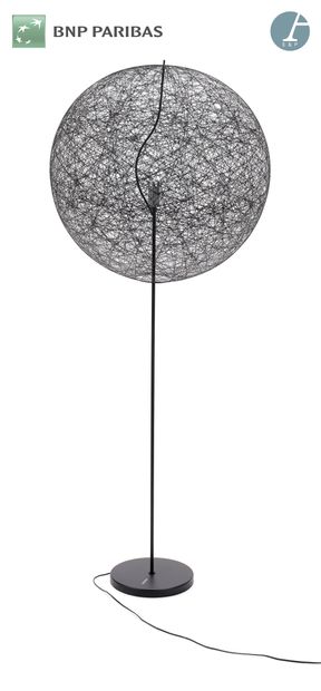Floor lamp, the foot in black lacquered tubular...