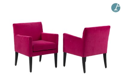 Pair of armchairs entirely upholstered in...