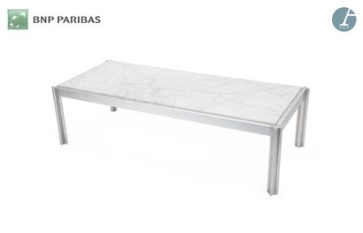 Rectangular coffee table,
Chromed metal tube...
