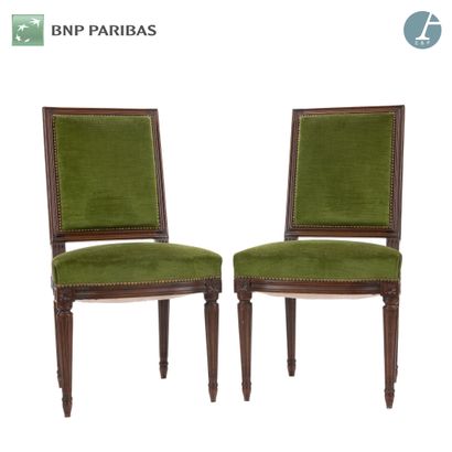 Pair of chairs in natural wood molded and...