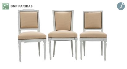 Suite of three chairs in molded and carved...
