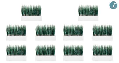 Set of ten white plastic rectangular planters...