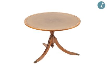 Table de salon circulaire en acajou et placage...